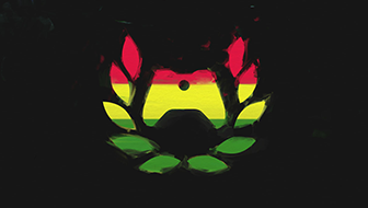 The Xbox Ambassadors logo with the colors red, yellow and green making up the logo against a black background
