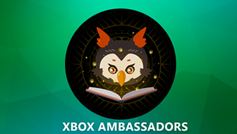 An owl reading a book with the words "Xbox Ambassador" underneath it