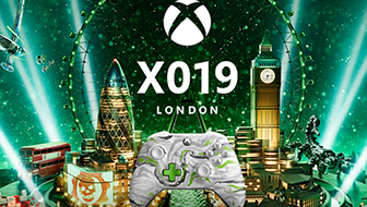 Promotional Poster for X019 London with the Xbox Logo and a controller against a London back drop