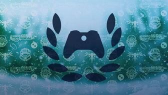 Xbox Ambassadors laurels and controller logo on a wintry blue-grey backdrop.